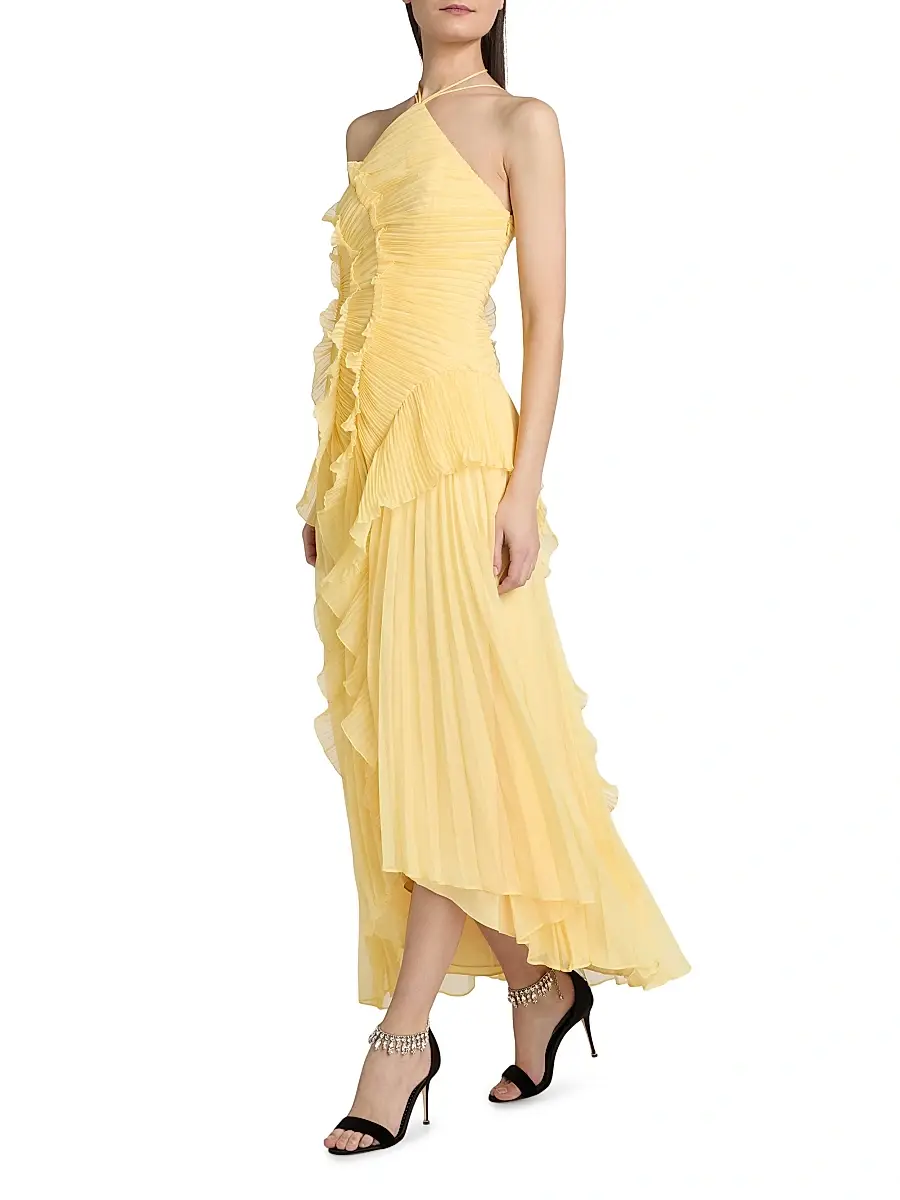 Amur Women's Lorelie Ruffle Halterneck Gown | Thumbnail 4