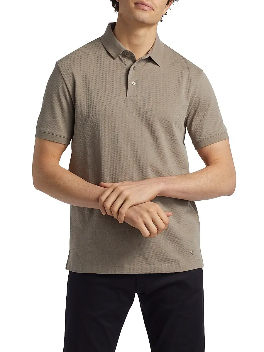 Emporio Armani Men's Chevron Cotton Jersey Polo Shirt | Thumbnail 3 Emporio Armani Men's Chevron Cotton Jersey Polo Shirt | Thumbnail 3
