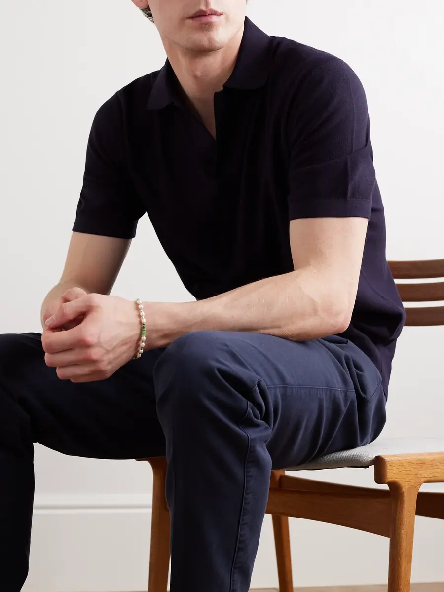 Loro Piana Cotton and Silk-Blend Piqué Polo Shirt - Men | Thumbnail 3 Loro Piana Cotton and Silk-Blend Piqué Polo Shirt - Men | Thumbnail 3