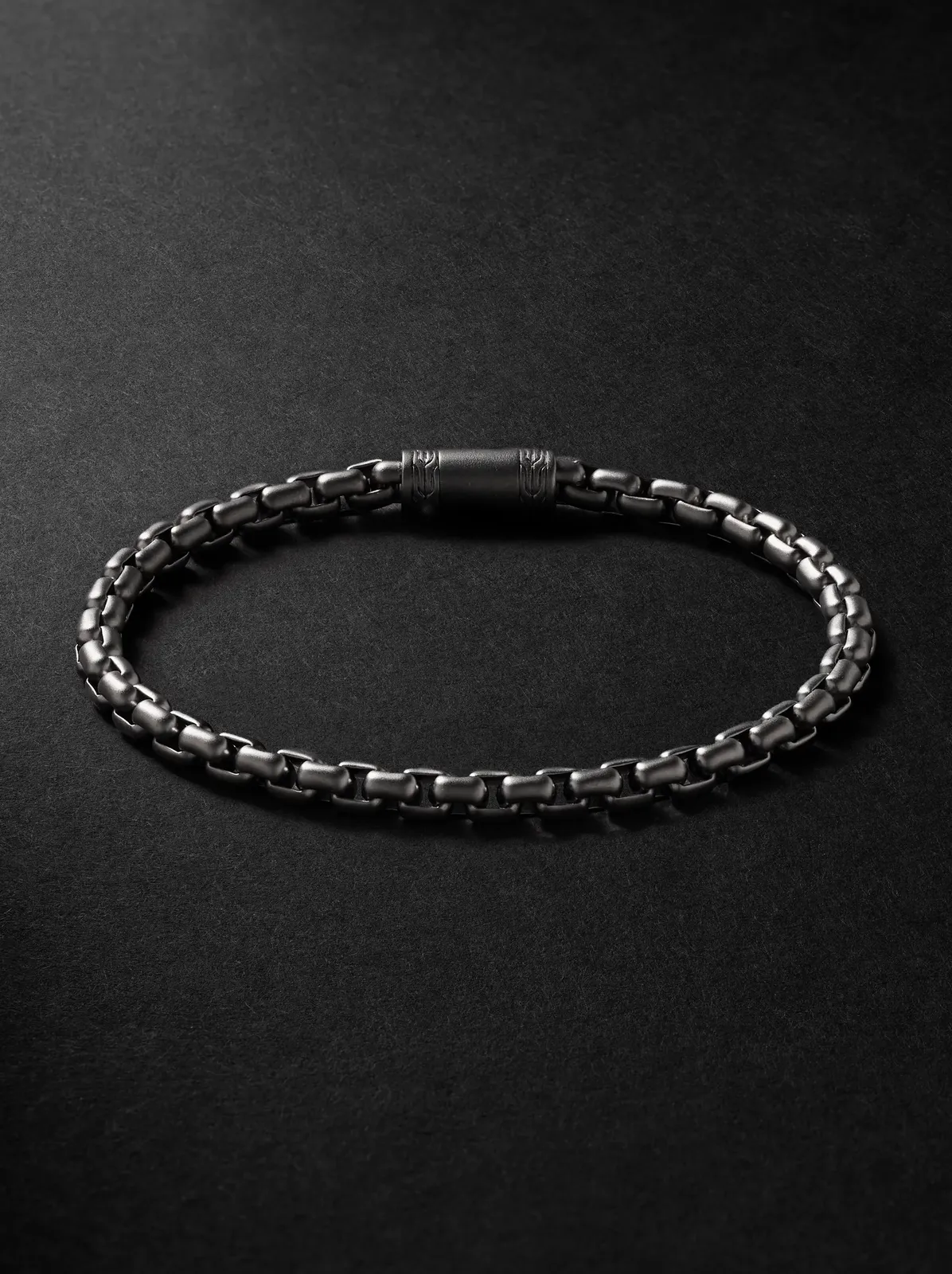 Rhodium-Plated Box Chain Bracelet - Men