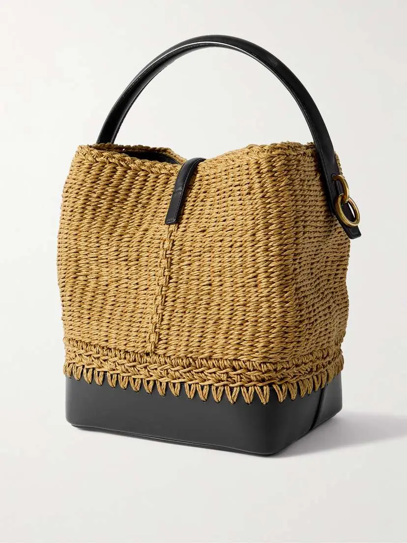 Saint Laurent Le 37 Bucket Leather-trimmed Raffia Shoulder Bag | Thumbnail 3 Saint Laurent Le 37 Bucket Leather-trimmed Raffia Shoulder Bag | Thumbnail 3
