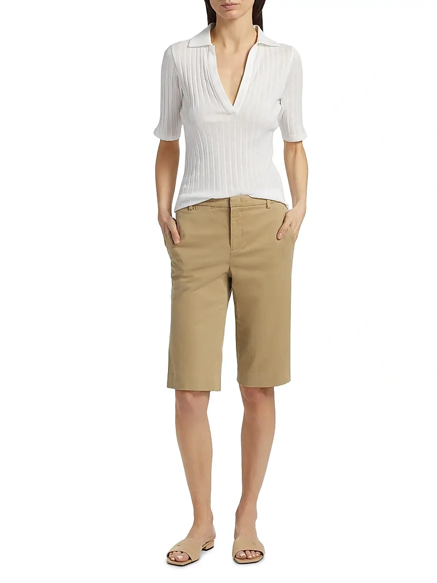 Vince Women's Stretch-Cotton Mid-Rise Bermuda Shorts | Thumbnail 2 Vince Women's Stretch-Cotton Mid-Rise Bermuda Shorts | Thumbnail 2