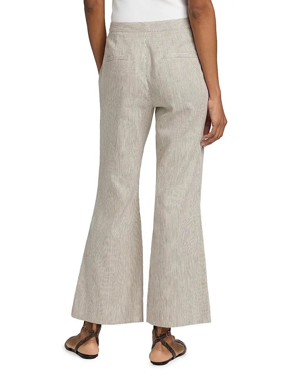 Vince Women's Striped Linen-Cotton Low-Rise Flared Pants | Thumbnail 5