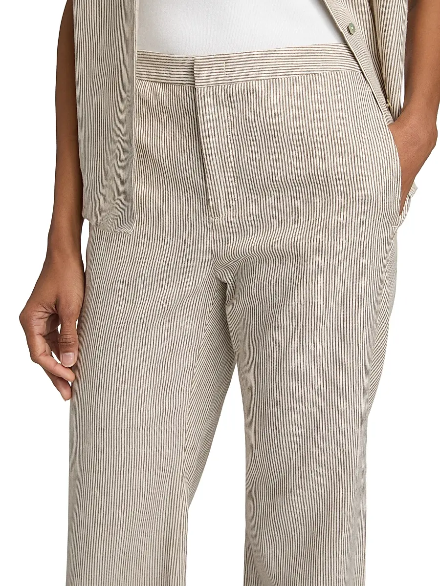 Vince Women's Striped Linen-Cotton Low-Rise Flared Pants | Thumbnail 6
