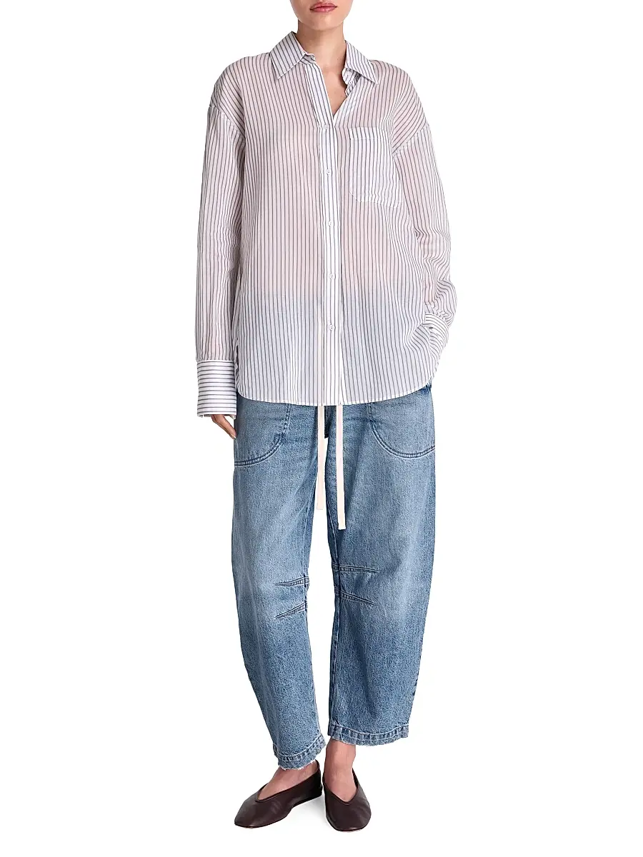 TWP Women's Big Joe Stripe Cotton-Silk Shirt | Thumbnail 2 TWP Women's Big Joe Stripe Cotton-Silk Shirt | Thumbnail 2