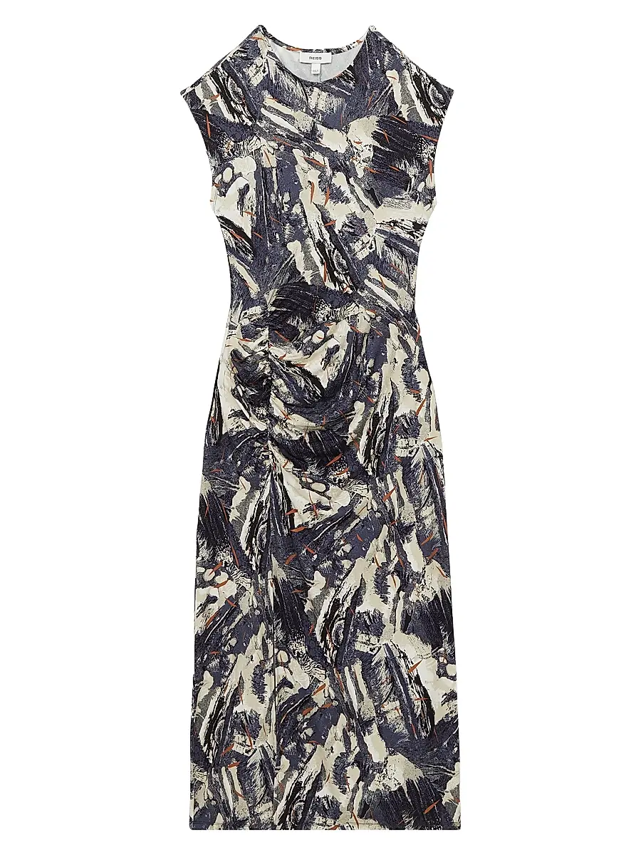 Reiss Women's Lennia Jersey Midi-Dress - Blue Neutral | Image 1 Reiss Women's Lennia Jersey Midi-Dress - Blue Neutral | Image 1