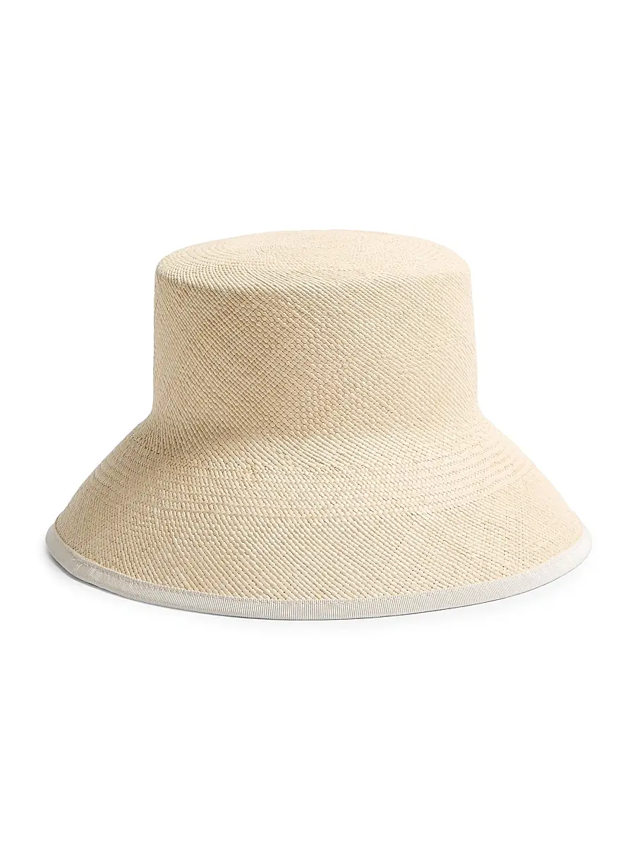 Valentino Garavani Women's VLogo Signature Straw Bucket Hat with Leather Trim - Natural Multicolor | Thumbnail 3