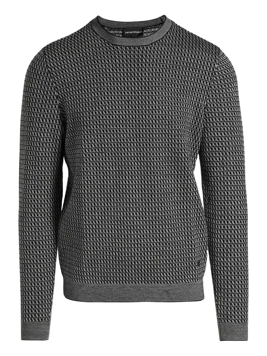 Men's Geometric Virgin Wool Crewneck Sweater Men's Geometric Virgin Wool Crewneck Sweater