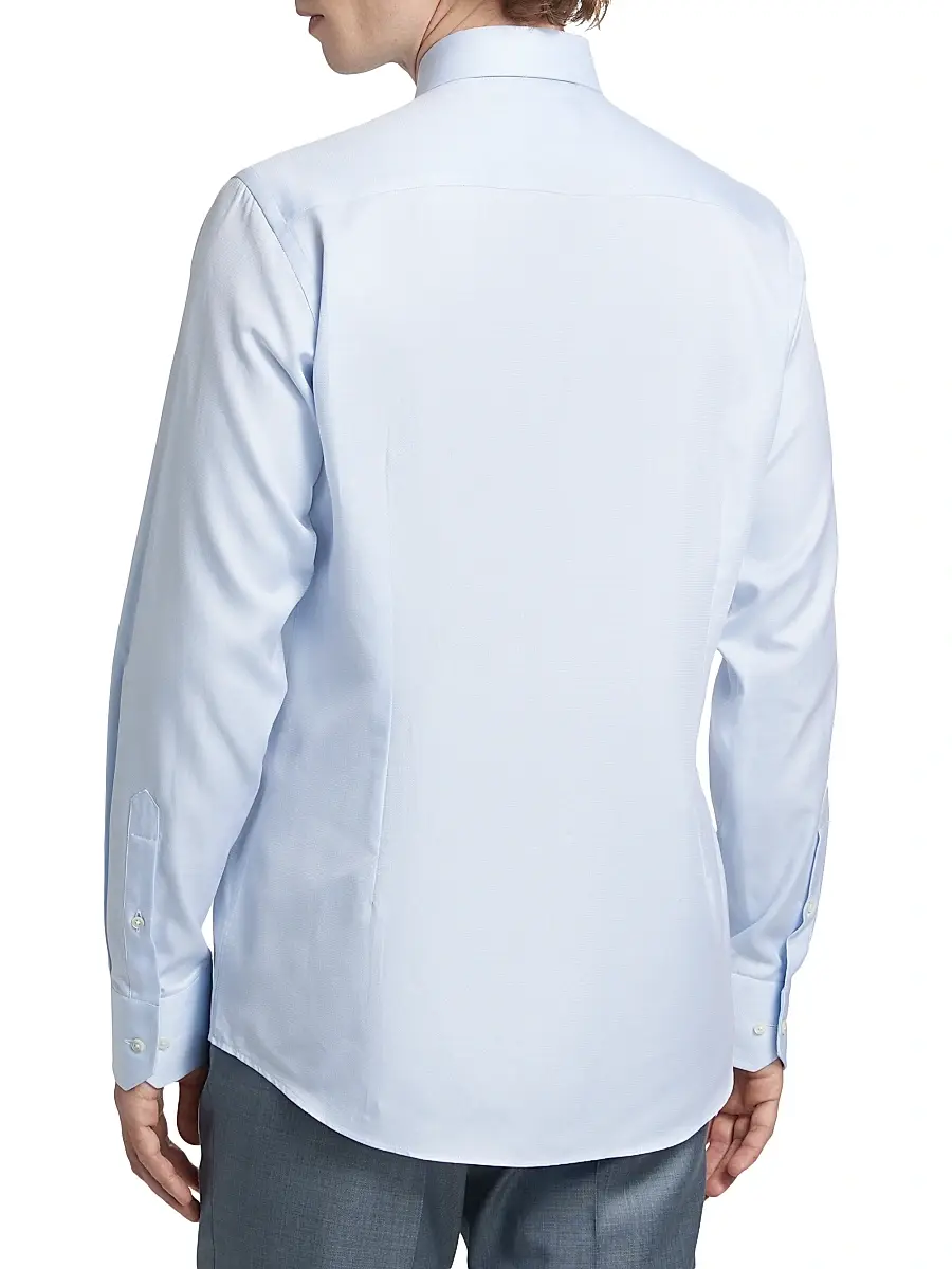 Emporio Armani Men's Textured Solid Cotton Button-Front Shirt | Thumbnail 5 Emporio Armani Men's Textured Solid Cotton Button-Front Shirt | Thumbnail 5