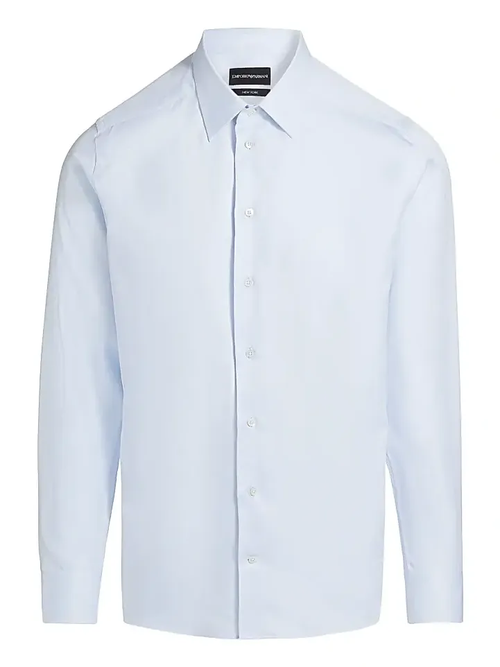 Men's Textured Solid Cotton Button-Front Shirt
