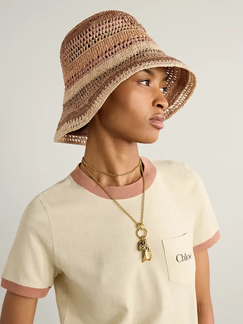 Chloé Sunset Embroidered Striped Raffia Hat | Thumbnail 2