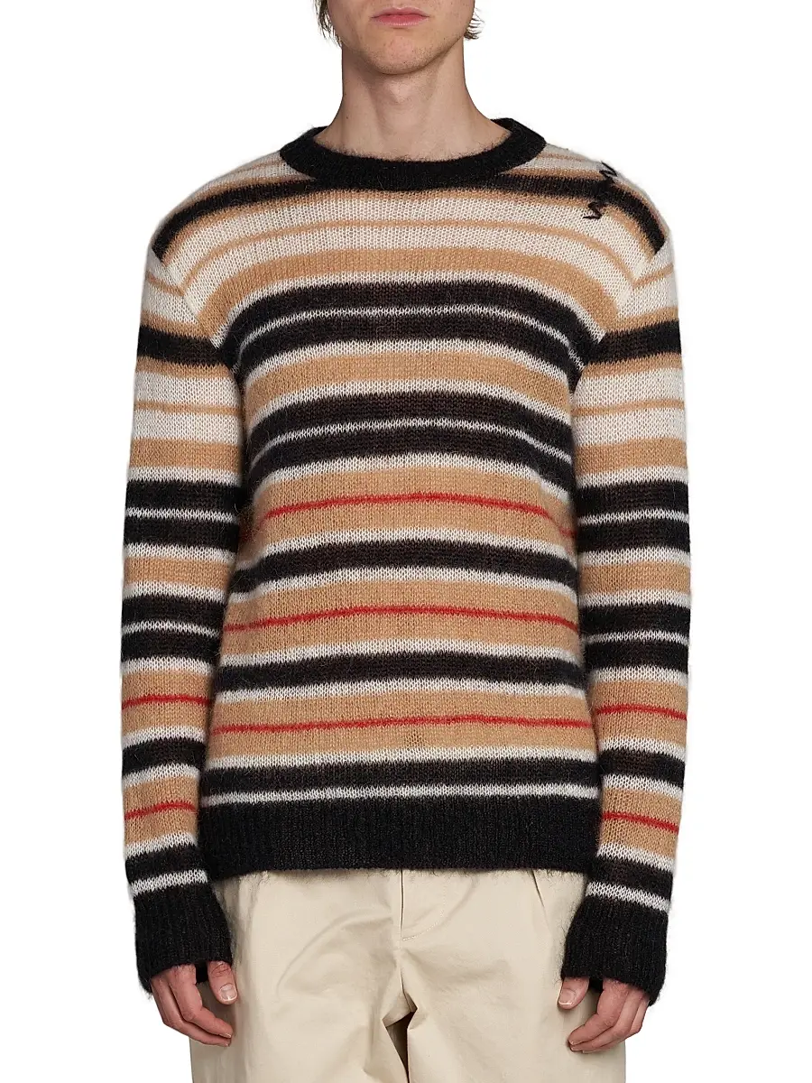 Marni Men's Lightweight Striped Mohair-Blend Sweater | Thumbnail 3 Marni Men's Lightweight Striped Mohair-Blend Sweater | Thumbnail 3