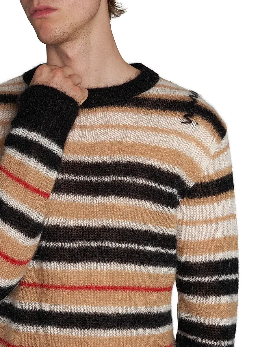 Marni Men's Lightweight Striped Mohair-Blend Sweater | Thumbnail 6 Marni Men's Lightweight Striped Mohair-Blend Sweater | Thumbnail 6