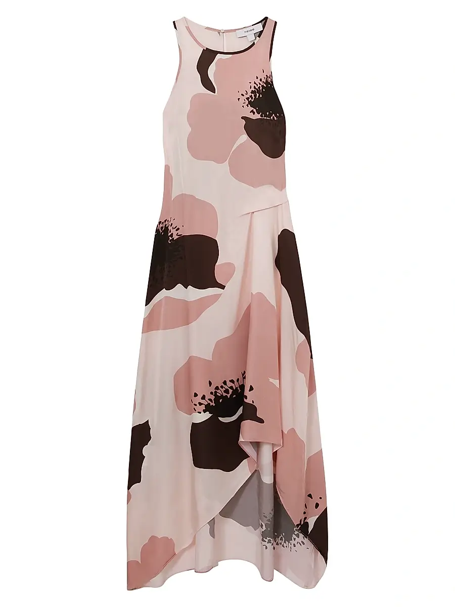 Reiss Women's Michalie Floral Midi-Dress - Pink | Image 1 Reiss Women's Michalie Floral Midi-Dress - Pink | Image 1