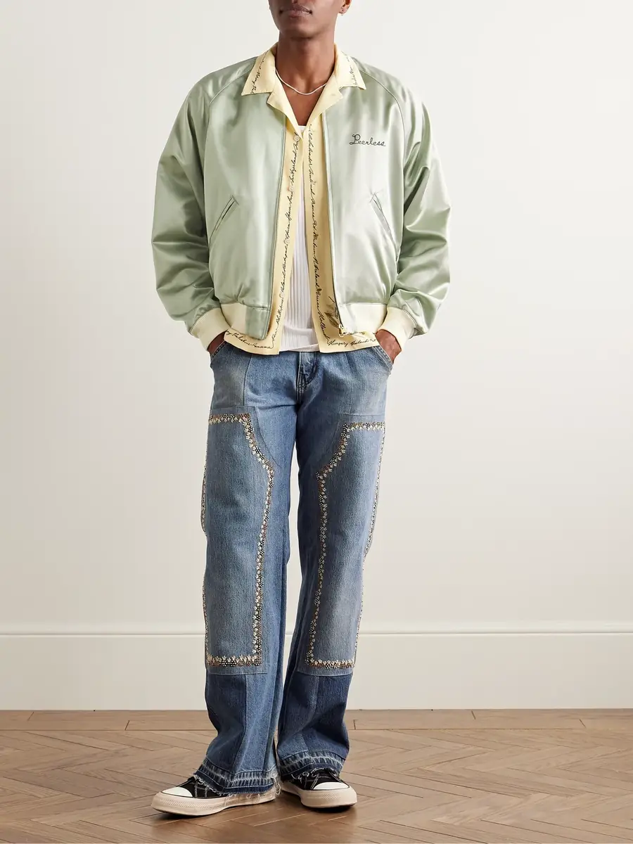 Visvim Reversible Embroidered Silk-Satin and Cotton Bomber Jacket - Men | Thumbnail 2