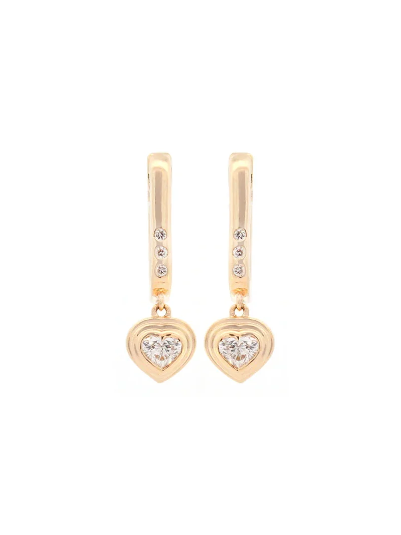 0.51ct Diamond 14K Gold Heart Dangle Earrings
