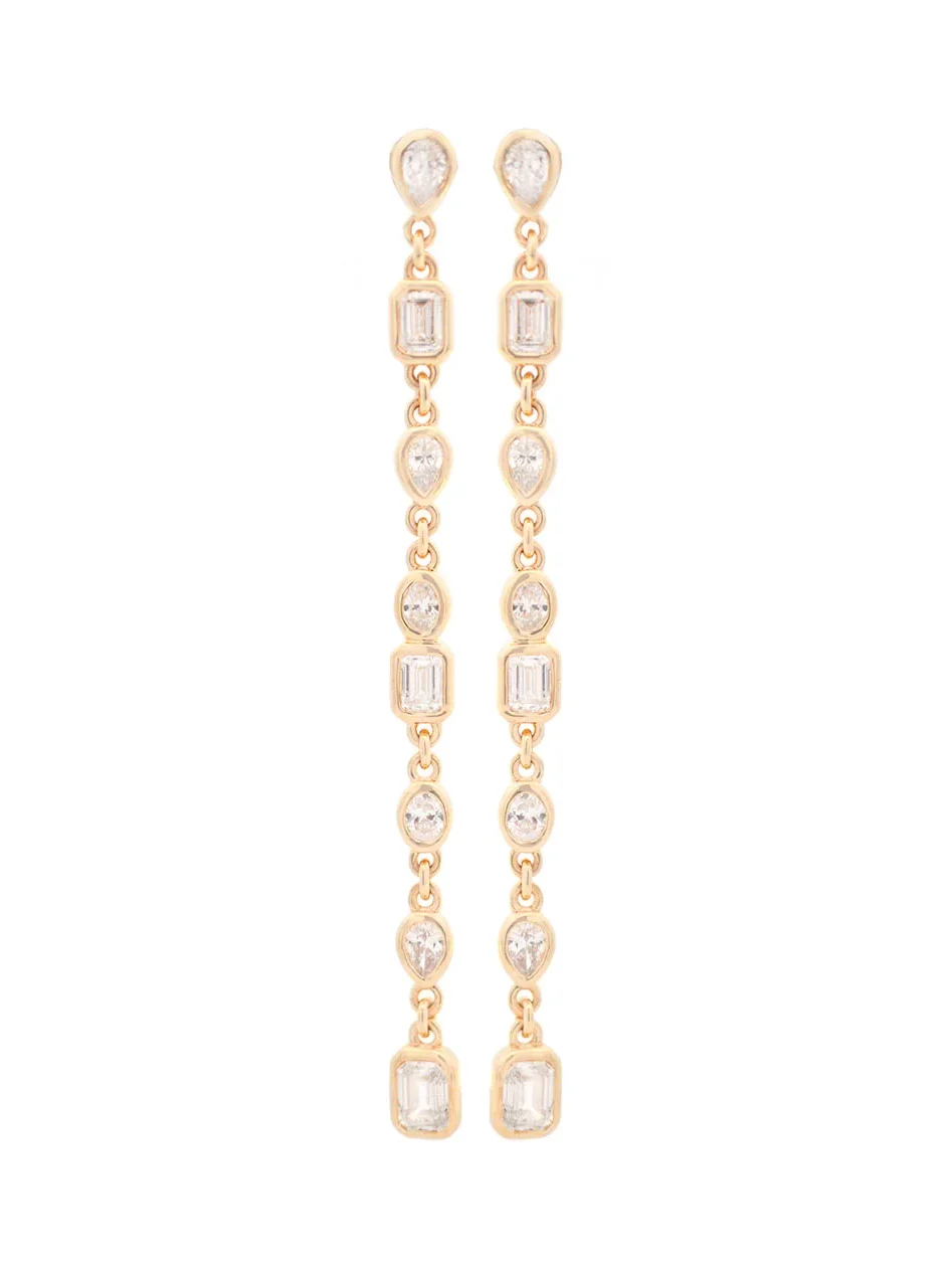1.76ct Diamond 14K Gold Multi Shaped Drop Earrings 1.76ct Diamond 14K Gold Multi Shaped Drop Earrings
