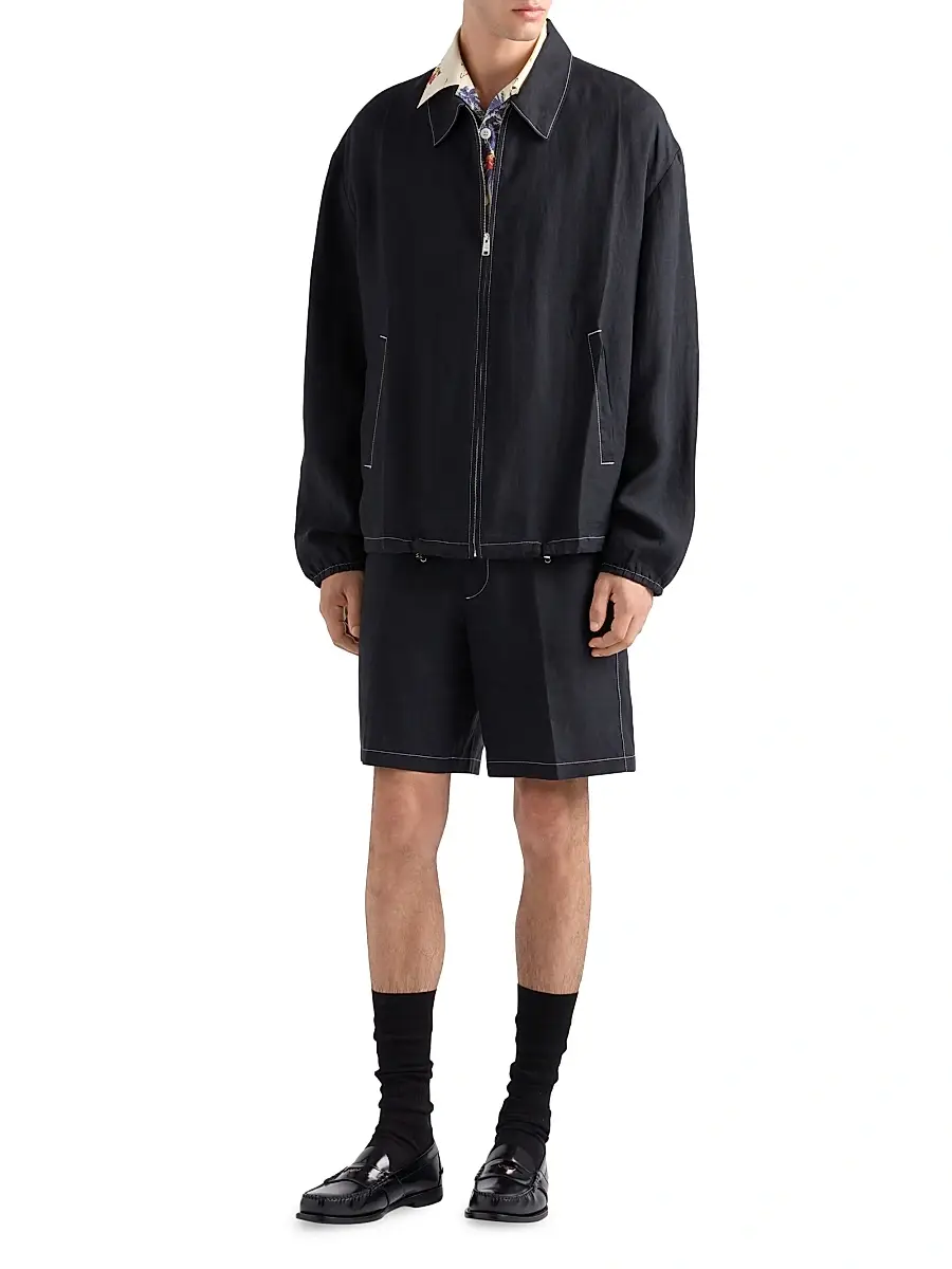 Prada Men's Cotton Blouson Jacket - Black | Thumbnail 2 Prada Men's Cotton Blouson Jacket - Black | Thumbnail 2