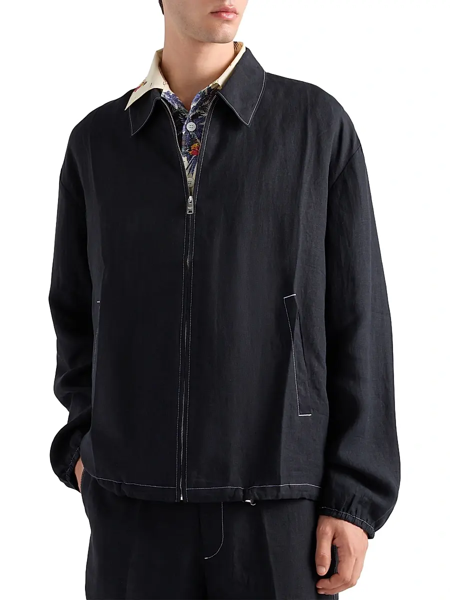 Prada Men's Cotton Blouson Jacket - Black | Thumbnail 4 Prada Men's Cotton Blouson Jacket - Black | Thumbnail 4
