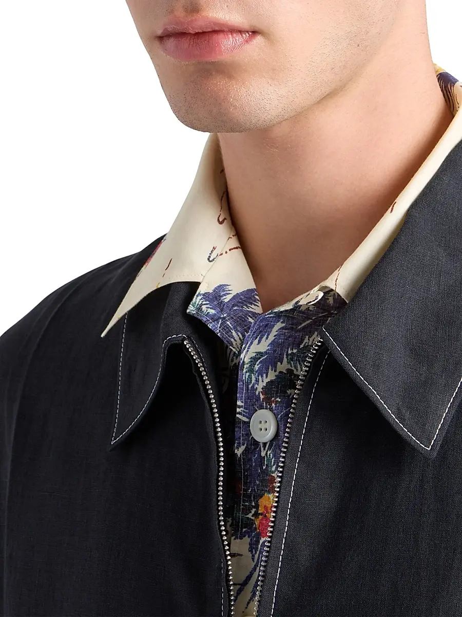 Prada Men's Cotton Blouson Jacket - Black | Thumbnail 6 Prada Men's Cotton Blouson Jacket - Black | Thumbnail 6