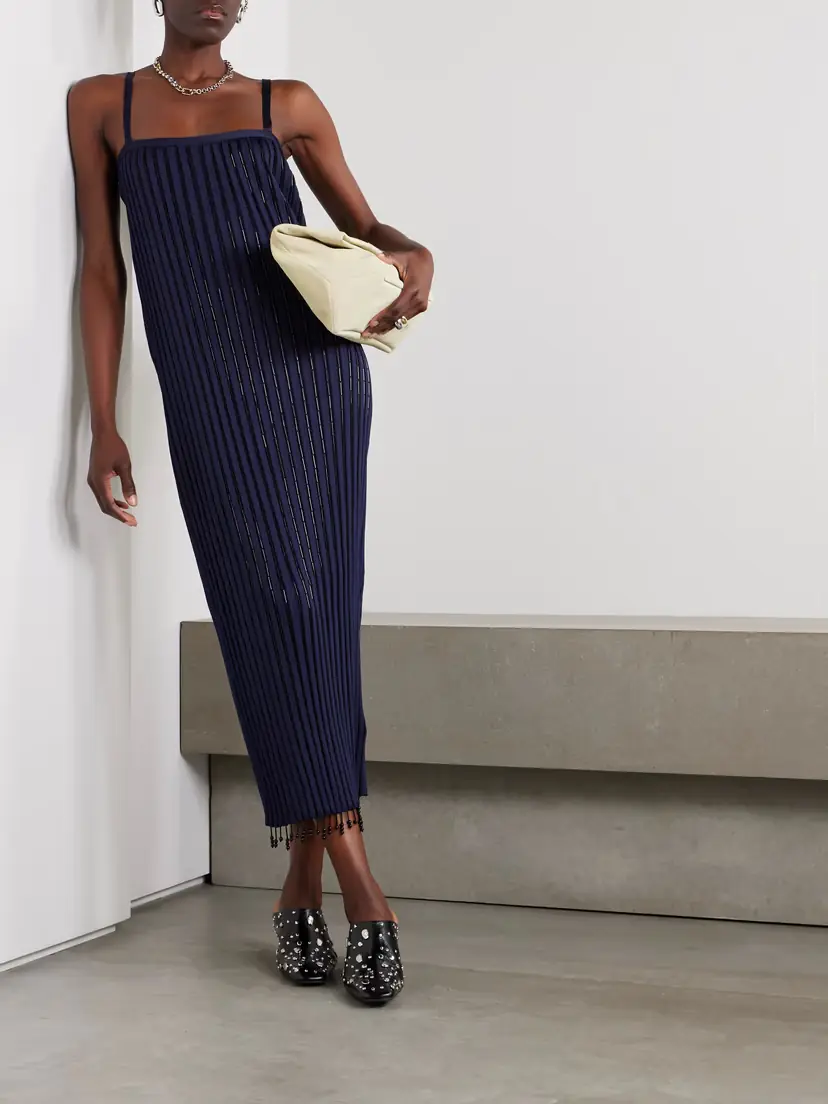 Jil Sander Bead-embellished Ribbed-knit Maxi Dress | Thumbnail 2 Jil Sander Bead-embellished Ribbed-knit Maxi Dress | Thumbnail 2