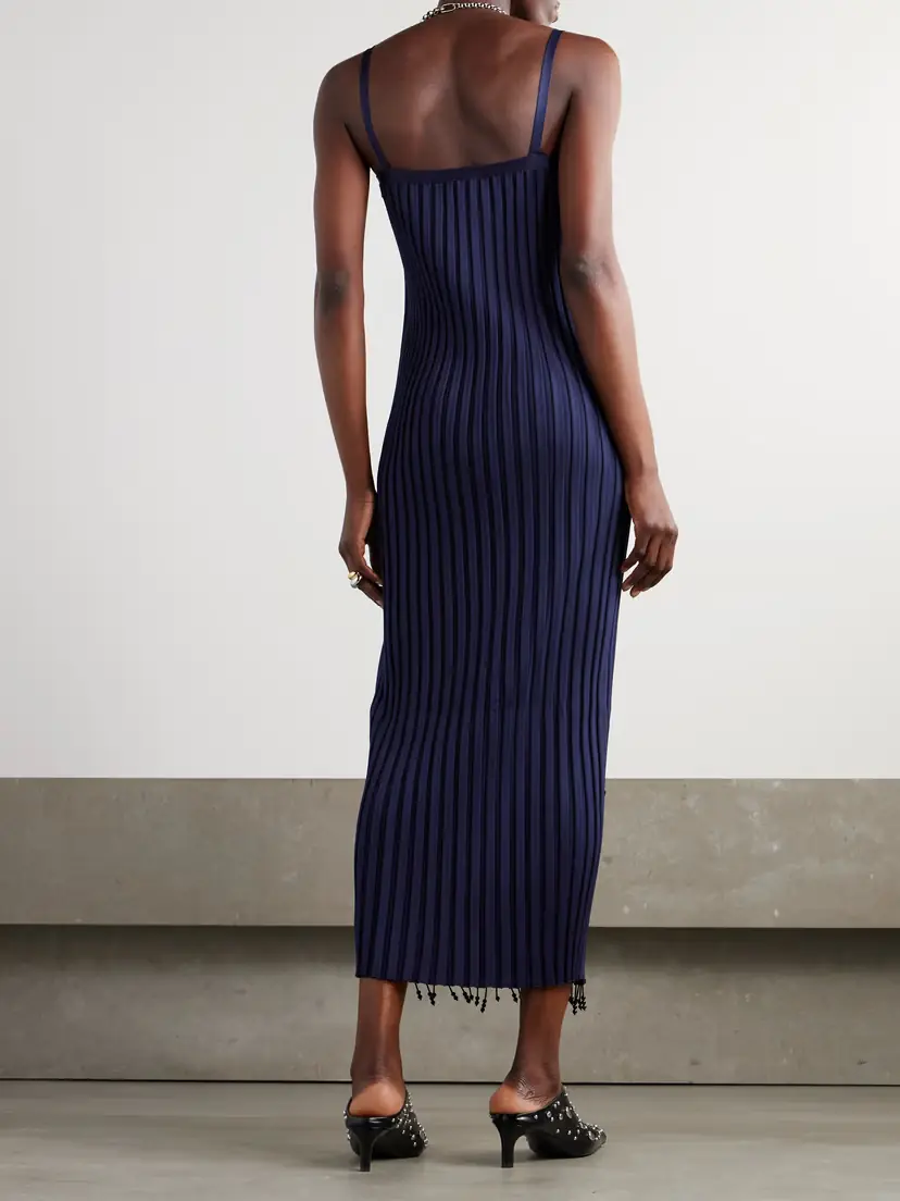 Jil Sander Bead-embellished Ribbed-knit Maxi Dress | Thumbnail 3 Jil Sander Bead-embellished Ribbed-knit Maxi Dress | Thumbnail 3