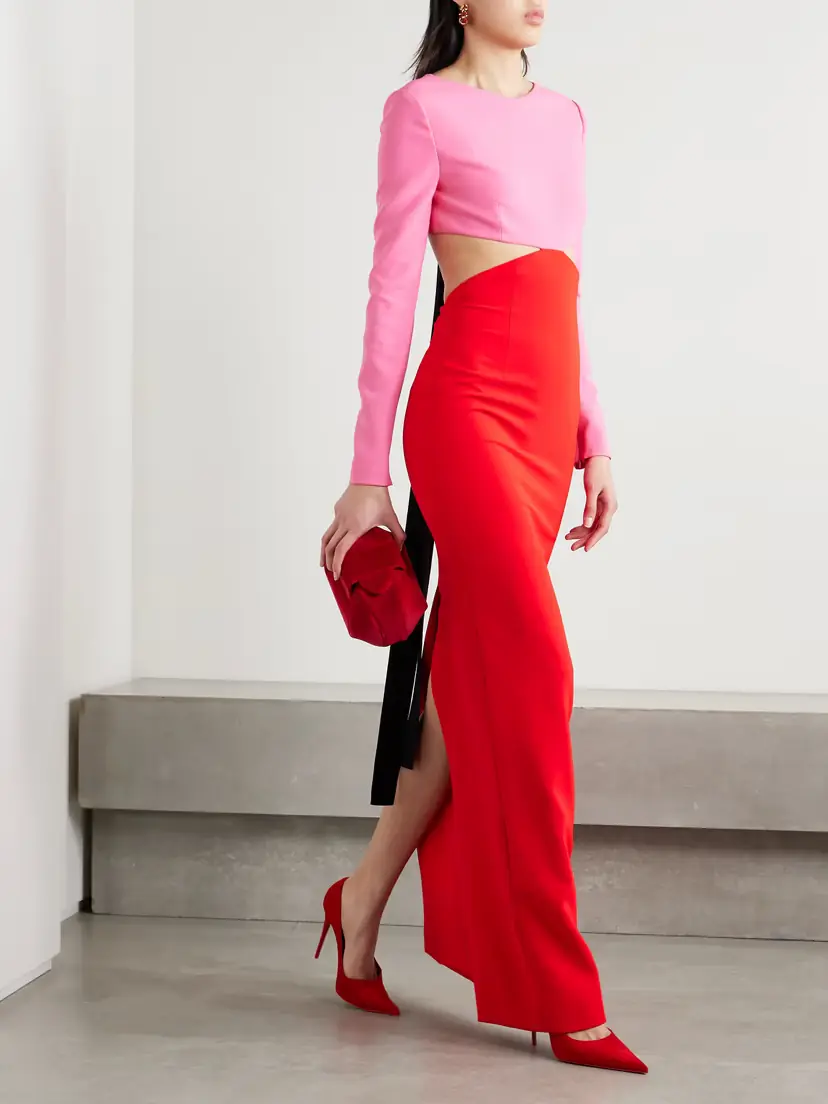 Carolina Herrera Cutout Bow-embellished Two-tone Crepe Gown | Thumbnail 2