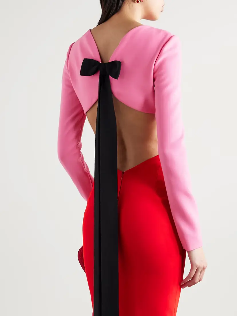 Carolina Herrera Cutout Bow-embellished Two-tone Crepe Gown | Thumbnail 6