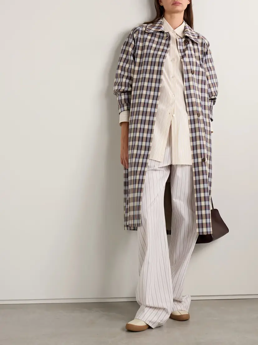 The Row Tavishina Checked Silk And Cotton-blend Poplin Coat | Thumbnail 2 The Row Tavishina Checked Silk And Cotton-blend Poplin Coat | Thumbnail 2