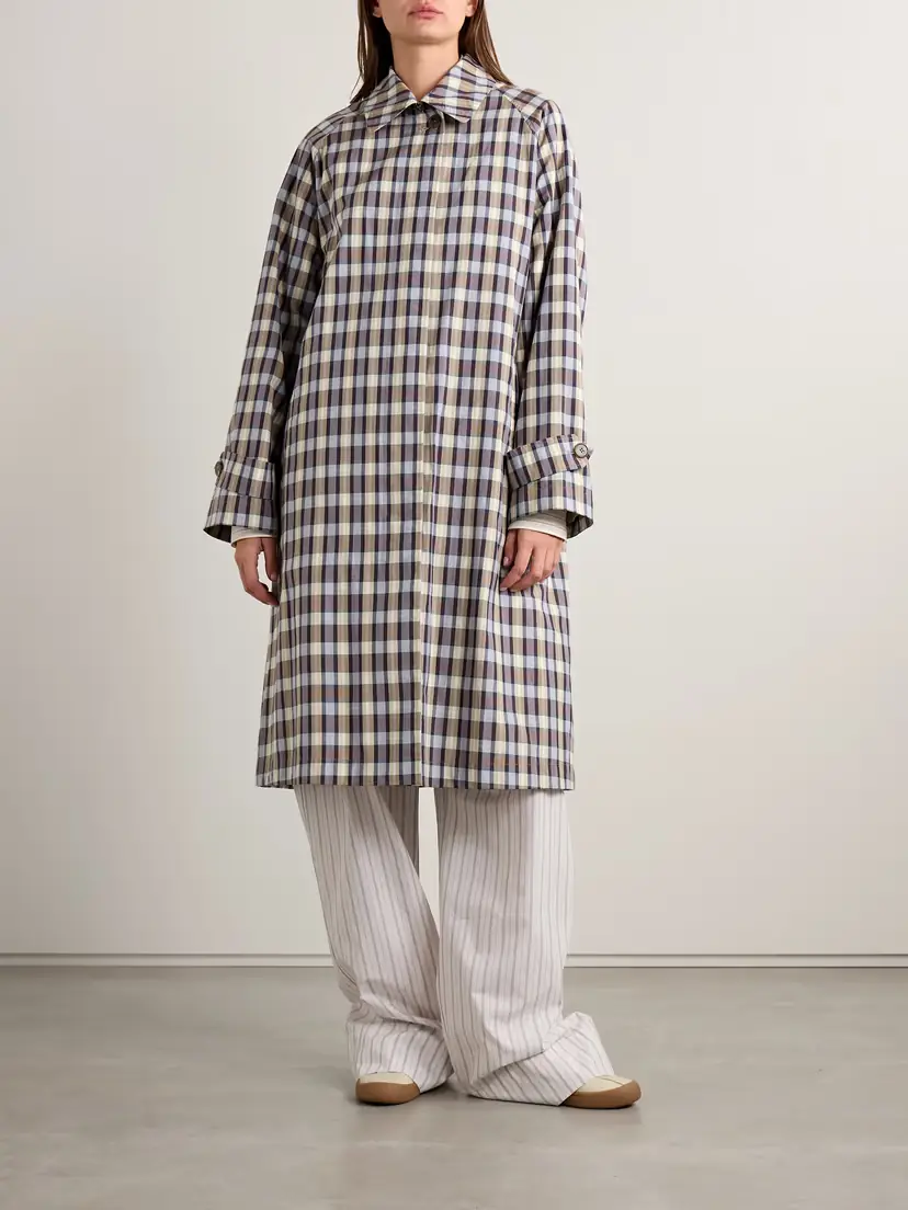 The Row Tavishina Checked Silk And Cotton-blend Poplin Coat | Thumbnail 3 The Row Tavishina Checked Silk And Cotton-blend Poplin Coat | Thumbnail 3
