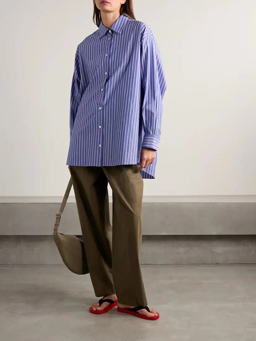The Row Luka Oversized Striped Organic Cotton-poplin Shirt | Thumbnail 2 The Row Luka Oversized Striped Organic Cotton-poplin Shirt | Thumbnail 2