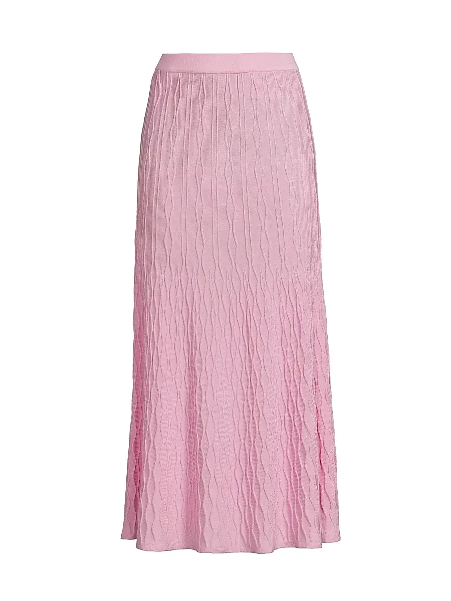 Misook Women's Raised Geometric-Patterned Flared Midi-Skirt - Soft Blush | Image 1 Misook Women's Raised Geometric-Patterned Flared Midi-Skirt - Soft Blush | Image 1