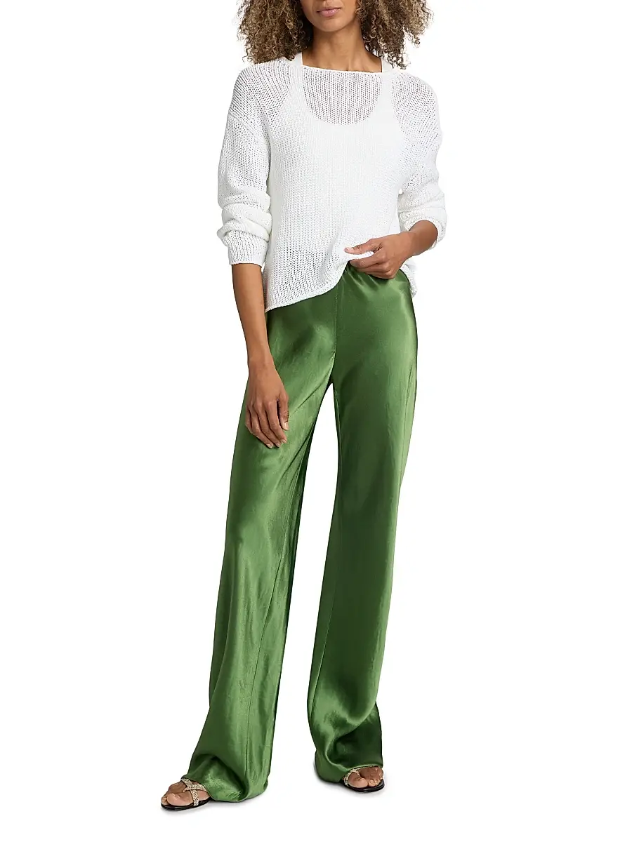 Vince Women's Coated Stretch-Cotton Knit Sweater | Thumbnail 2 Vince Women's Coated Stretch-Cotton Knit Sweater | Thumbnail 2