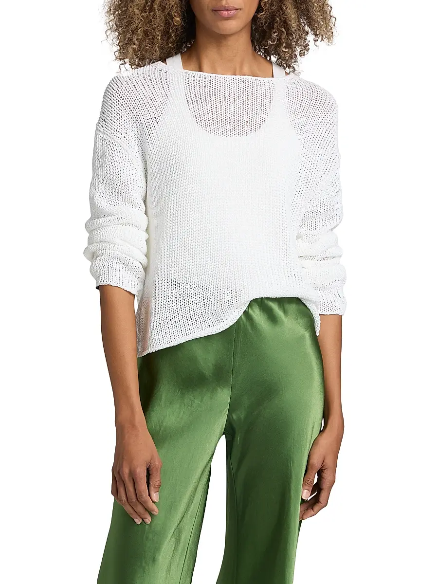 Vince Women's Coated Stretch-Cotton Knit Sweater | Thumbnail 3 Vince Women's Coated Stretch-Cotton Knit Sweater | Thumbnail 3
