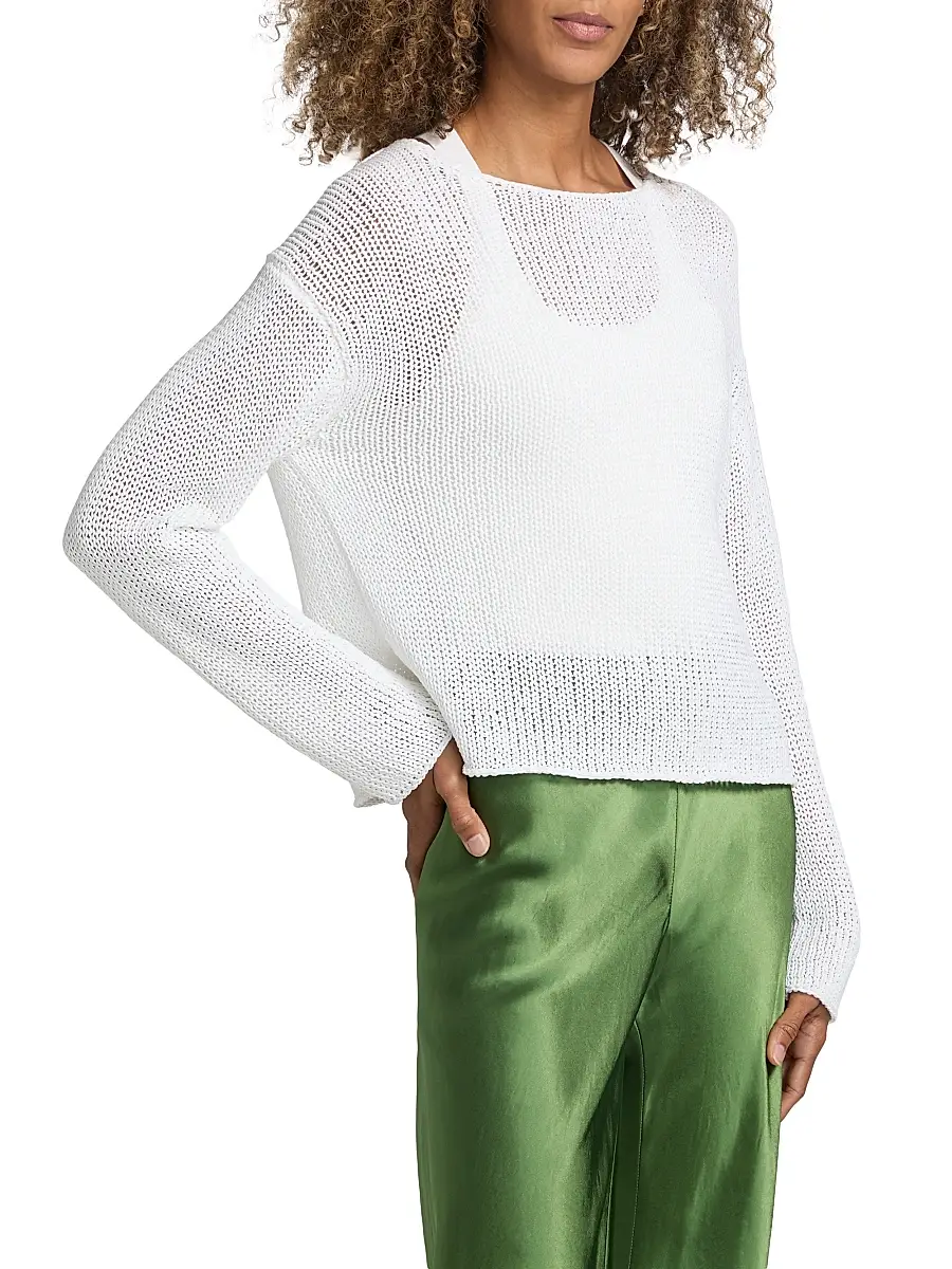 Vince Women's Coated Stretch-Cotton Knit Sweater | Thumbnail 4 Vince Women's Coated Stretch-Cotton Knit Sweater | Thumbnail 4