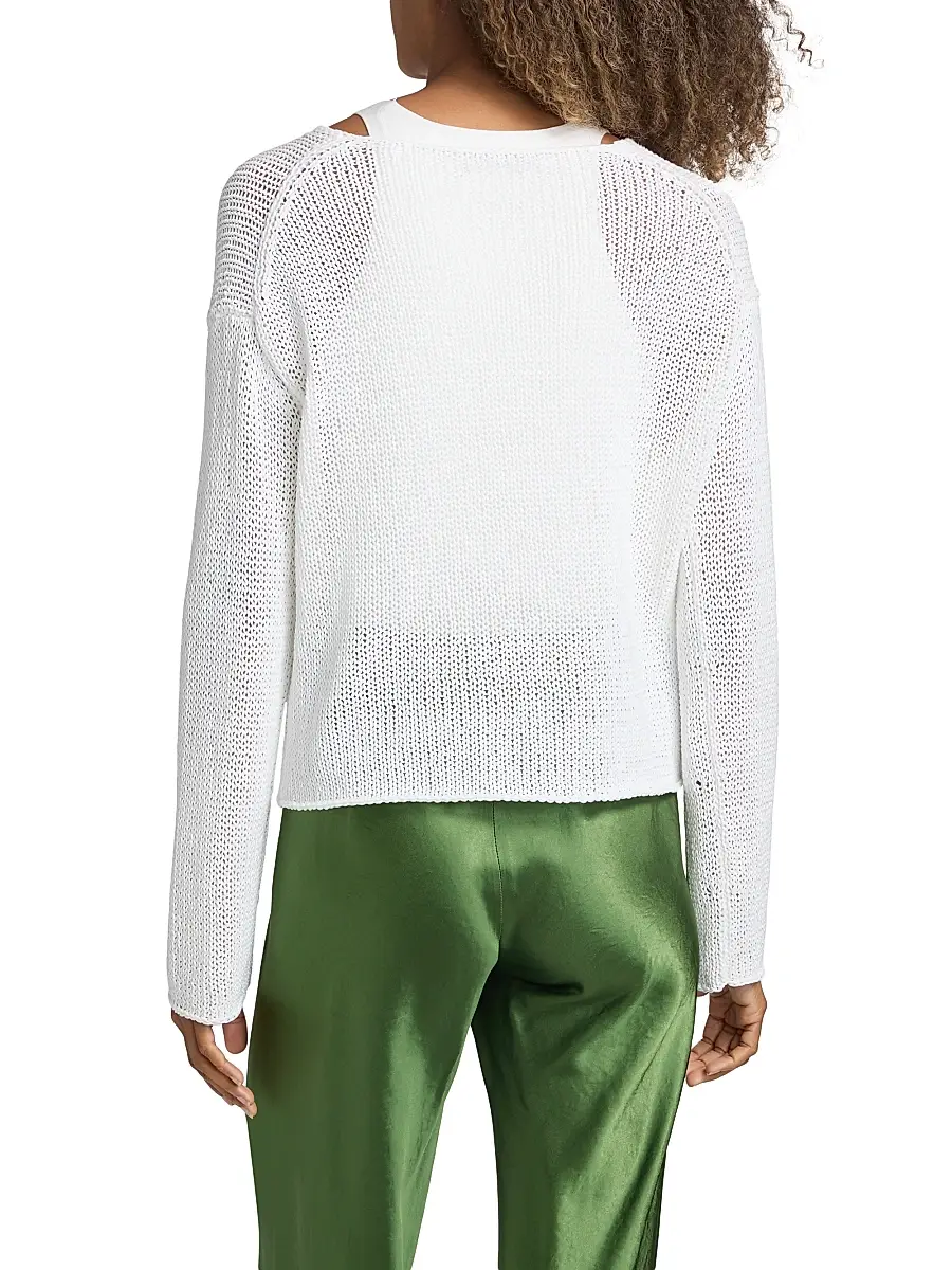 Vince Women's Coated Stretch-Cotton Knit Sweater | Thumbnail 5 Vince Women's Coated Stretch-Cotton Knit Sweater | Thumbnail 5