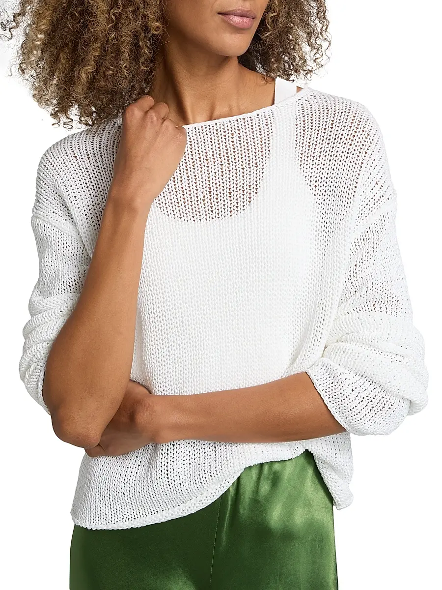 Vince Women's Coated Stretch-Cotton Knit Sweater | Thumbnail 6 Vince Women's Coated Stretch-Cotton Knit Sweater | Thumbnail 6