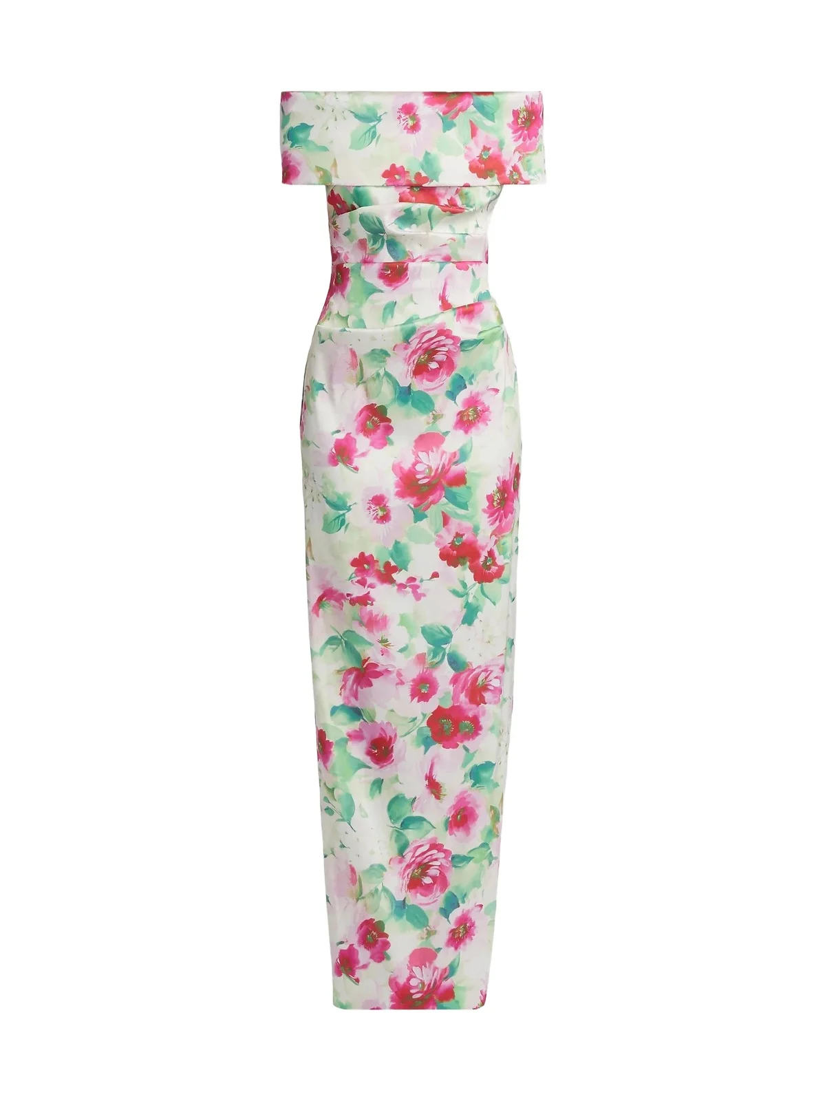 Women's Floral Ruched Off-The-Shoulder Gown