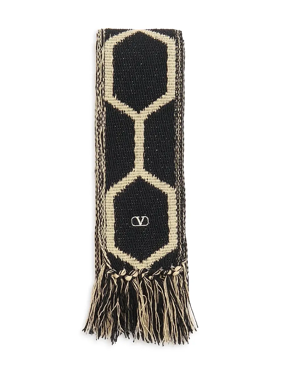 Valentino Men's Antibes Cotton Scarf with Fringe | Thumbnail 6 Valentino Men's Antibes Cotton Scarf with Fringe | Thumbnail 6