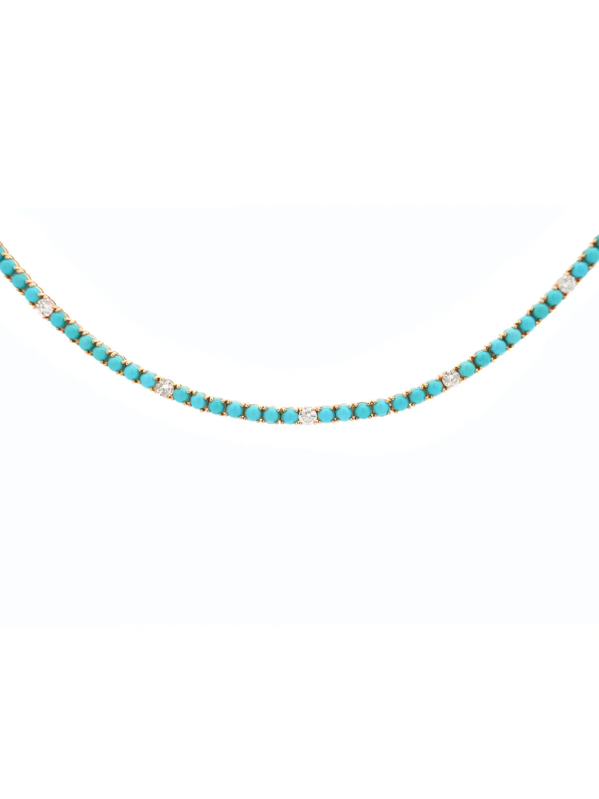 5.90ct Diamond Turquoise 18K Gold Tennis Necklace