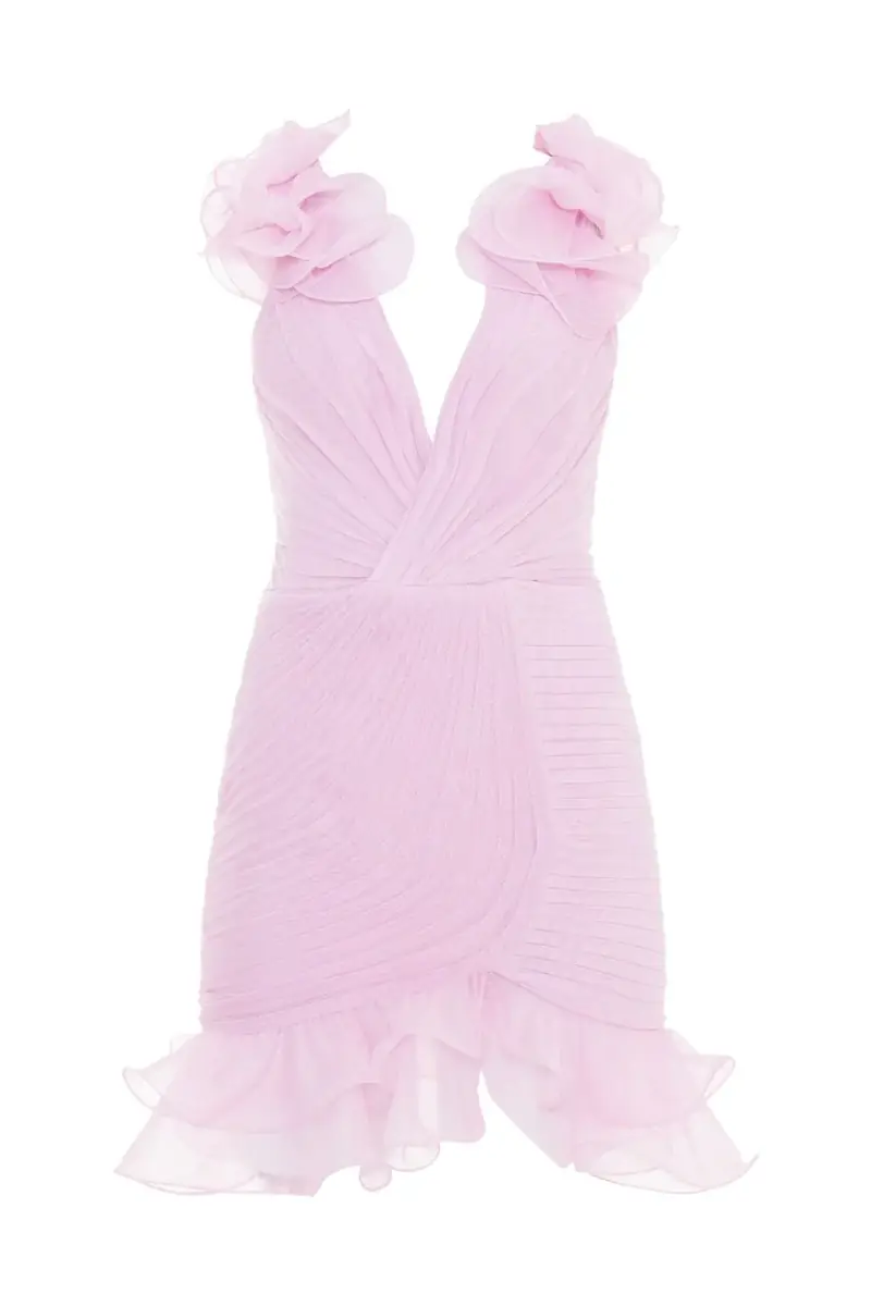 PatBo SILK PLISSE FLUTTER MINI DRESS | Thumbnail 4 PatBo SILK PLISSE FLUTTER MINI DRESS | Thumbnail 4