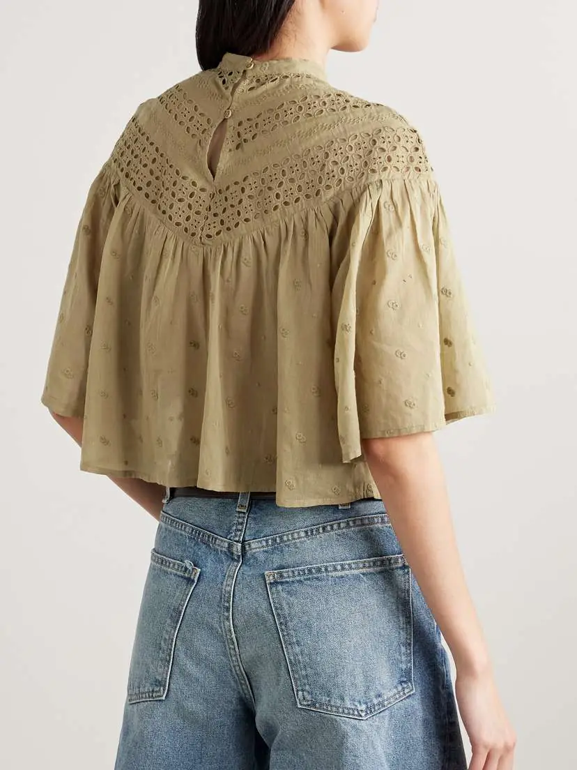 Nili Lotan Mikki Embroidered Broderie Anglaise Cotton-voile Blouse | Thumbnail 3
