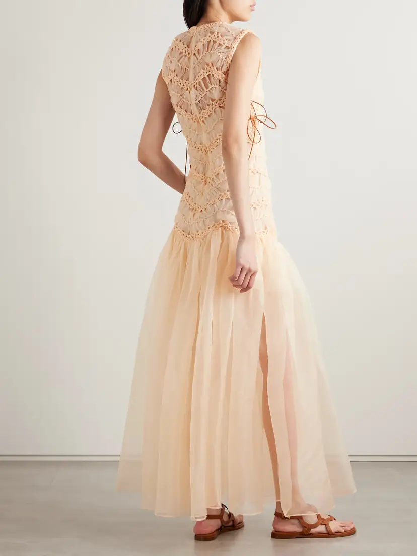 Zimmermann Illuminate Macramé And Tulle-trimmed Gathered Silk-organza Gown | Thumbnail 3 Zimmermann Illuminate Macramé And Tulle-trimmed Gathered Silk-organza Gown | Thumbnail 3