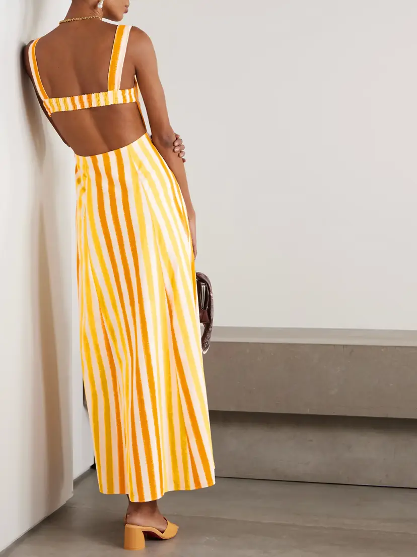 Emporio Sirenuse Azzurra Striped Cotton Maxi Dress | Thumbnail 3 Emporio Sirenuse Azzurra Striped Cotton Maxi Dress | Thumbnail 3