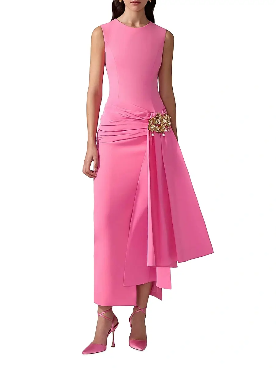 Carolina Herrera Women's Hip Sash Sleeveless Column Gown - Happy Pink | Thumbnail 2 Carolina Herrera Women's Hip Sash Sleeveless Column Gown - Happy Pink | Thumbnail 2