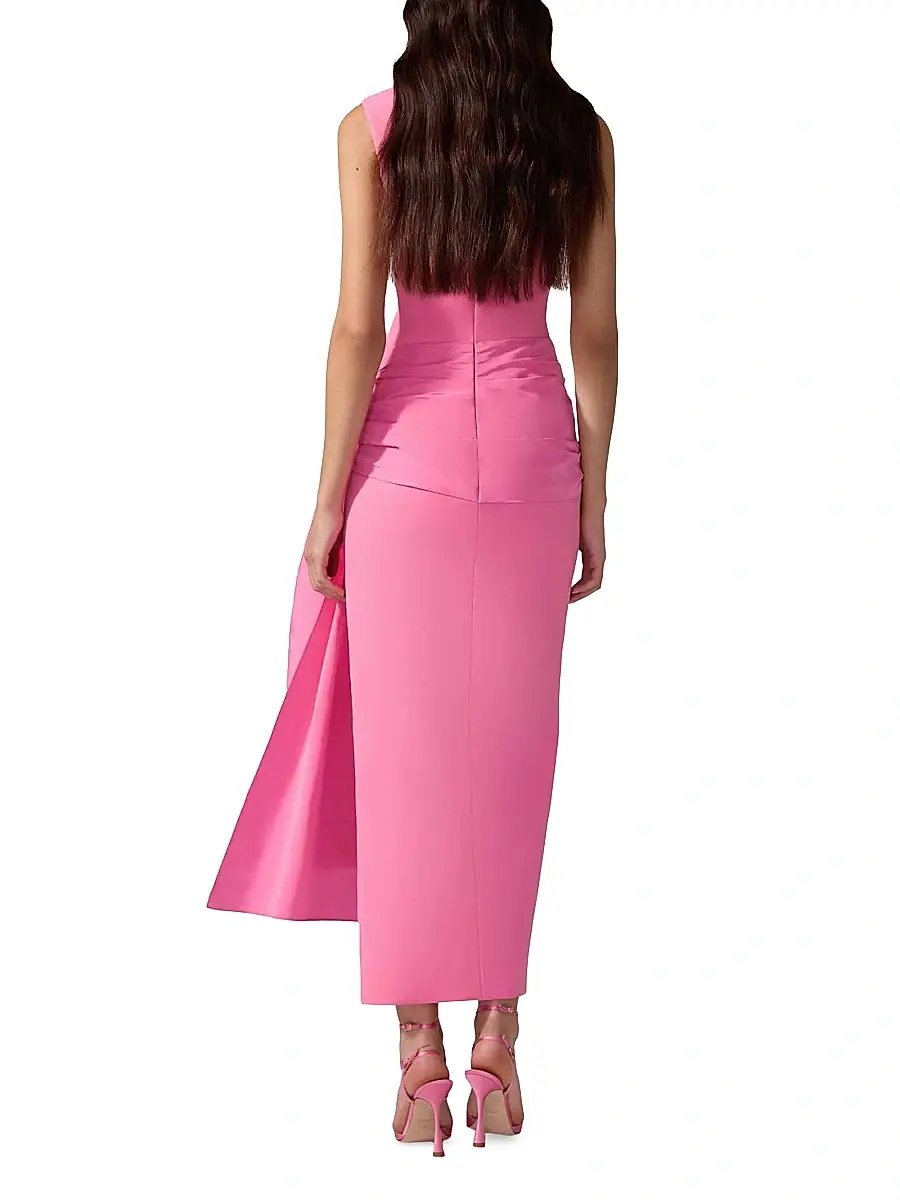 Carolina Herrera Women's Hip Sash Sleeveless Column Gown - Happy Pink | Thumbnail 3 Carolina Herrera Women's Hip Sash Sleeveless Column Gown - Happy Pink | Thumbnail 3