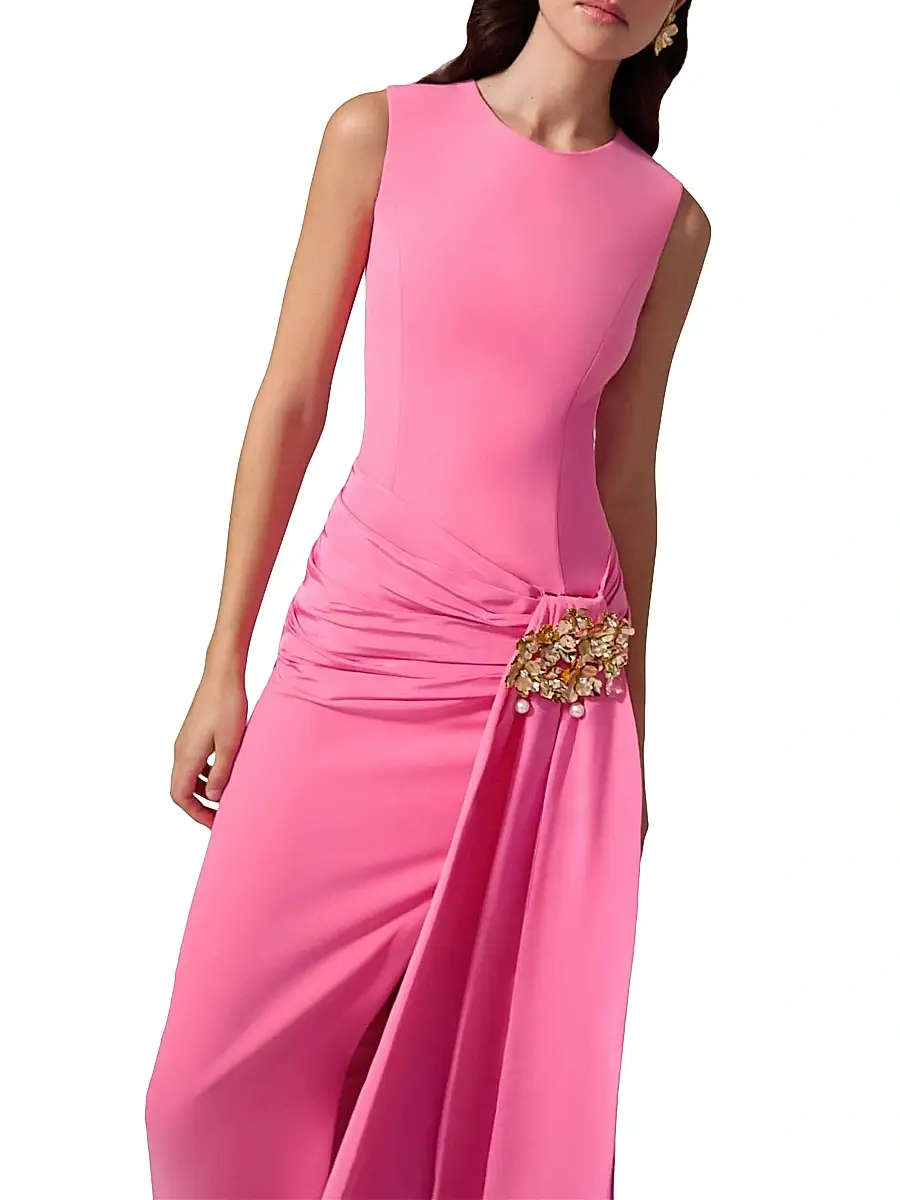 Carolina Herrera Women's Hip Sash Sleeveless Column Gown - Happy Pink | Thumbnail 4 Carolina Herrera Women's Hip Sash Sleeveless Column Gown - Happy Pink | Thumbnail 4
