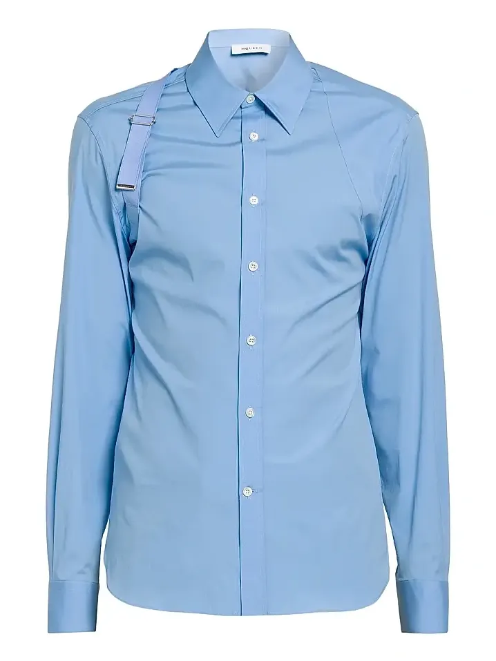 Alexander McQueen Men's Logo Stretch Cotton Tape Harness Shirt