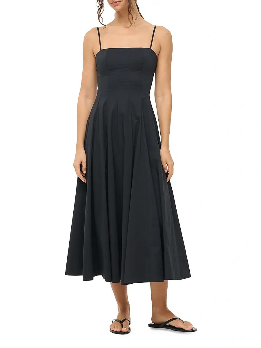 Staud Women's Wylie Cotton A-Line Midi-Dress | Thumbnail 2 Staud Women's Wylie Cotton A-Line Midi-Dress | Thumbnail 2