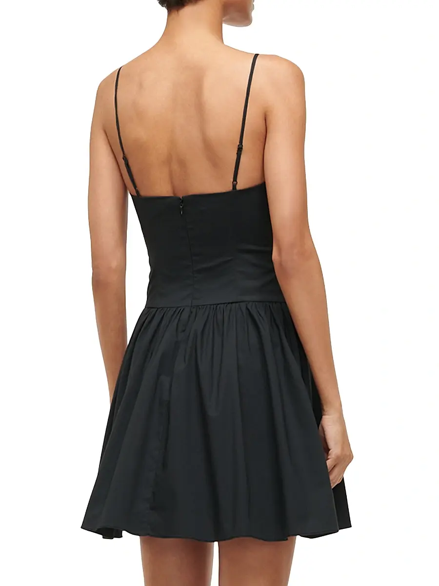 Staud Women's Dena Stretch-Cotton Fit & Flare Minidress - Black | Thumbnail 5 Staud Women's Dena Stretch-Cotton Fit & Flare Minidress - Black | Thumbnail 5